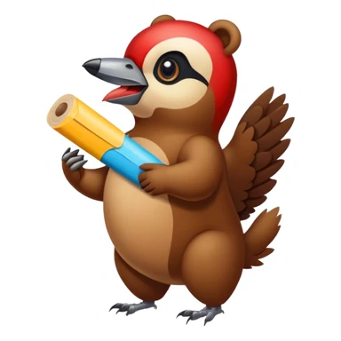 Woodpeckers taping on a bear sticker