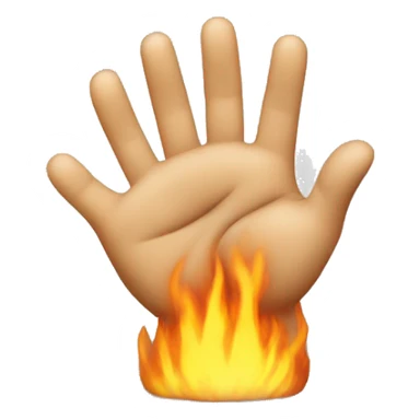 a pleading emoji with hands on its sides with heats around it sticker