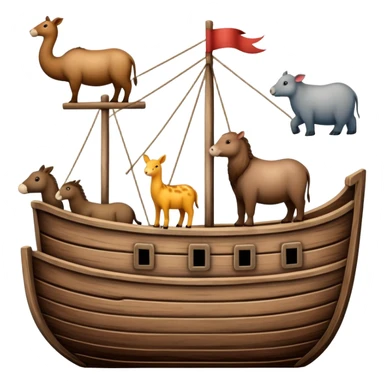 Noah's ark wooden boat with animals sticker