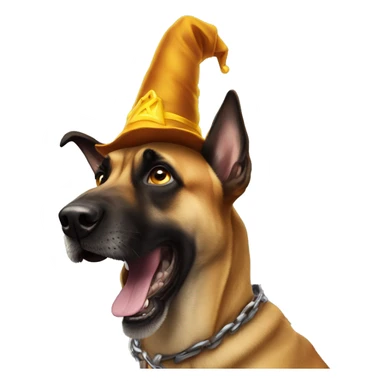 malinois dog with wizard scared sticker