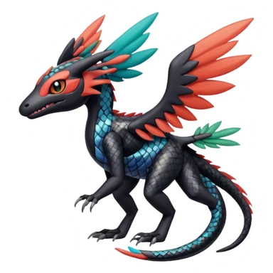 Meloetta-Salandit-Nargacuga-Pokémon-Fakémon-fusion-hybrid-creature sticker