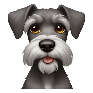 Schnauzer dog with cut ears, dark brown eyes and a plaque that says HUMA sticker