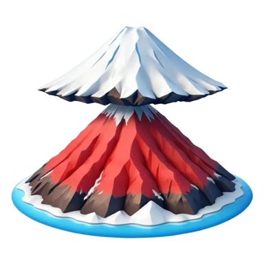 Create a 3D Mount Fuji with red color.  sticker