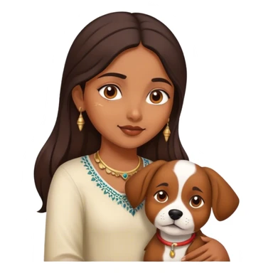 a aesthetic indian girl with a dog sticker