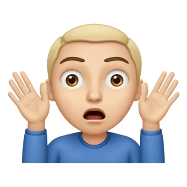 a shocked emoji, with their mouth and eyes are wide open, eyebrows  raised, and palms against his cheeks. sticker