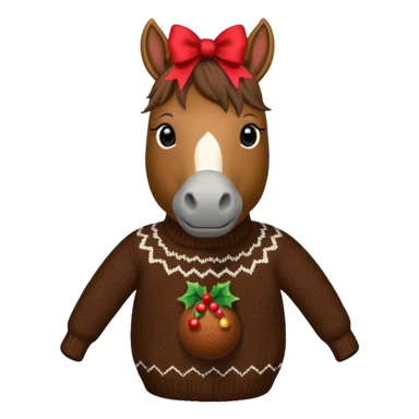 A jumper with à horse and a Christmas pudding with red bows cute sticker