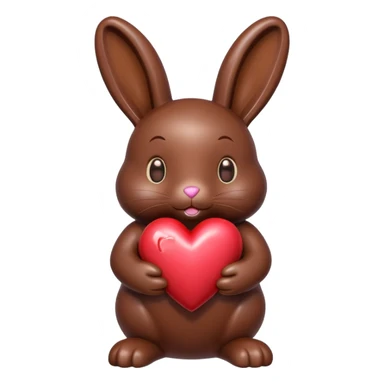 chocolate bunny with chocolate heart sticker
