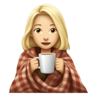 Blonde girl inside a blanket sipping coffee eyes closed sticker