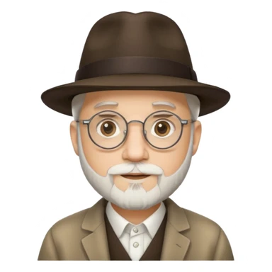 rabbi with white goatee, fedora, round rimmed glasses sticker