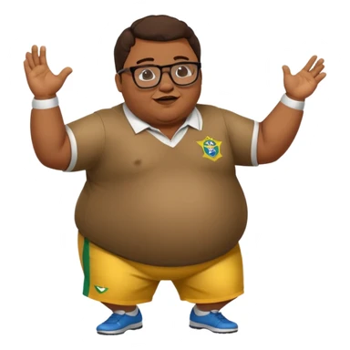 make an guy called pedro who is dancing with a football and playing brazzilian phonk and hee has glasses and is obese sticker