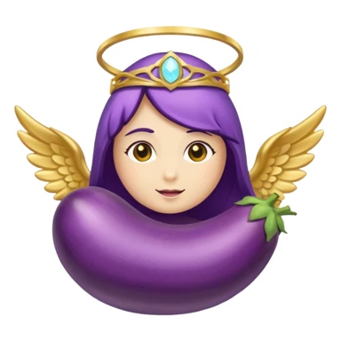 Original eggplant emoji wearing an angelic halo sticker