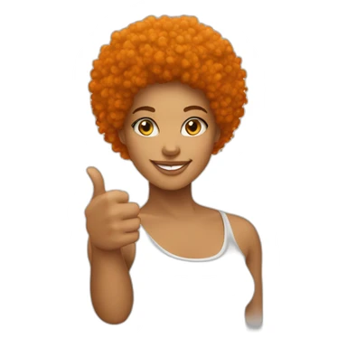 Light skin girl afro orange with thumb up sticker