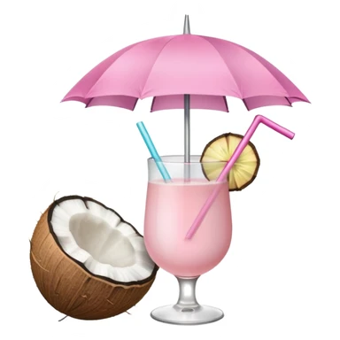coconut drink with light pink umbrella sticker