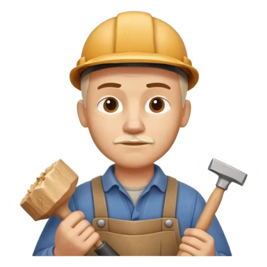 wood carving carpenter portrait, head and shoulders only, carving wooden figure with chisel, wood shavings visible, focused craftsman expression, artisan workshop vibe, 3D cartoon style, mobile game icon style, clean background, no text, no watermark
 sticker