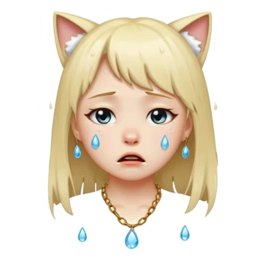 Neko girl. Crying because lost n sticker