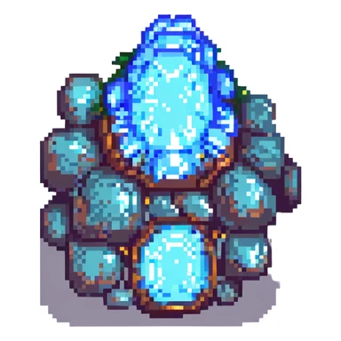 mystical metal ore with magical aura in pixel art style sticker