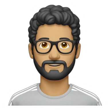 hombre blanco con barba negra y lentes de sol negros, usando un gorri adidas sticker