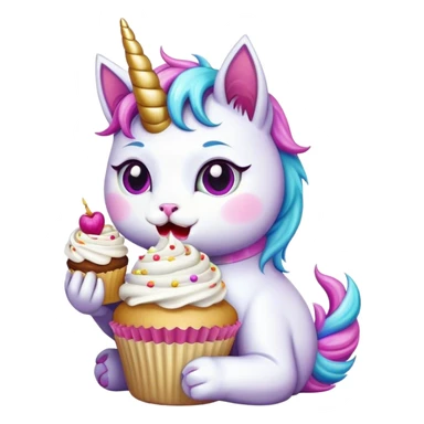 Unicorn cat eating a cupcake sticker