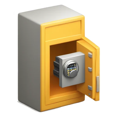 3d  isometric small safe in yellow or light orange sticker