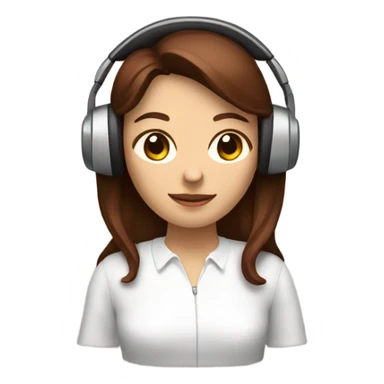 A brown-hair girl in white headphones with a Claret-colored glass of coffee sticker