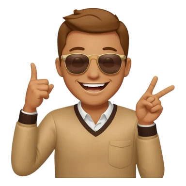 Guy laughing with him pointing sticker