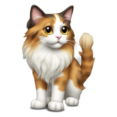 Long hair Calico girly cat full body sticker