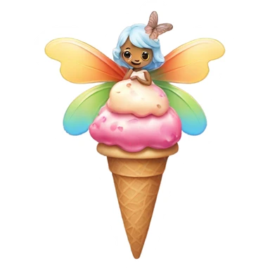 Fairy eating ice cream sticker