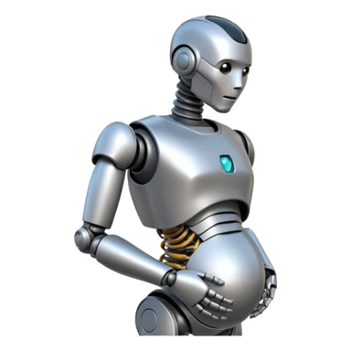 Pregnant male robot. Profile view. Facing left. sticker