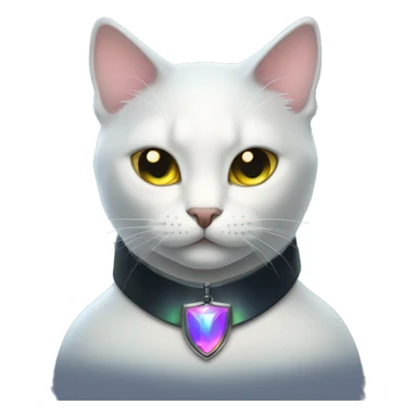 Cat wearing Dark iridescent collar glowing sticker