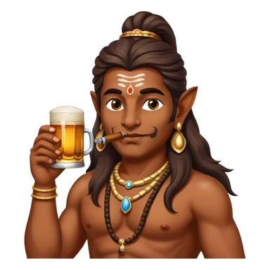 Shiva drinking a beer and smoking a cigar sticker