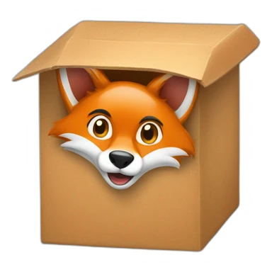 fox in cartoon box sticker