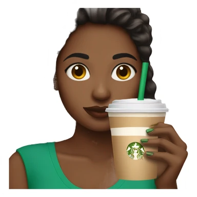 Girl drinking Starbucks with nails done sticker