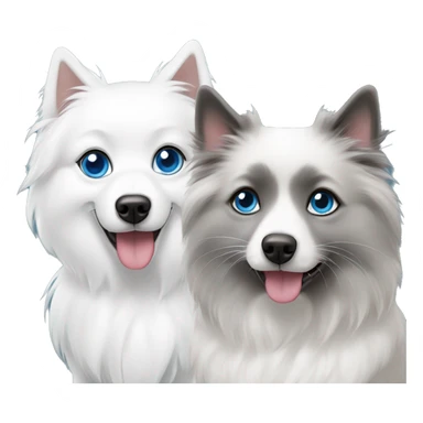 Japanese spitz and grey and white ragdoll with blue eyes sticker