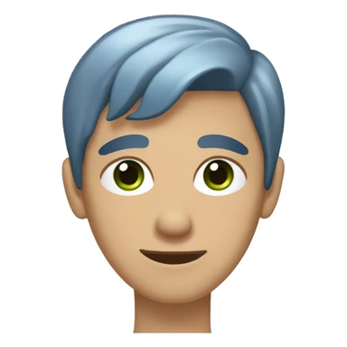 far-skinned guy with navy blue hair and sage green eye with his hair covering one of his eyes sticker