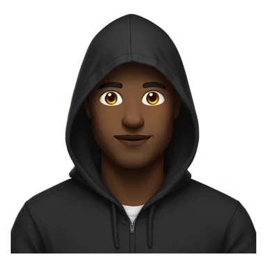 Man in a black hoodie and a hood on sticker