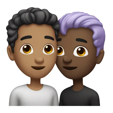 Two men kissing, one of the white with lavender hair and the other person is black with black hair sticker