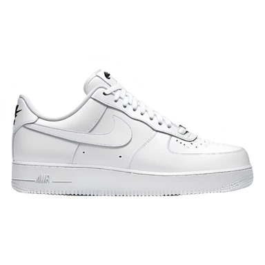 Pristine white Nike Air Force 1 with visible Nike swoosh logo sticker