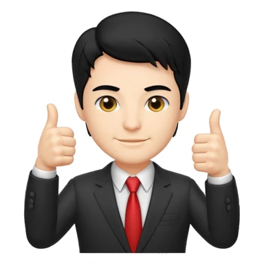 Boss with thumbs up black hair sticker