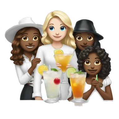 3 best friends , 1 boy, 2 girls all white witch cocktails  sticker