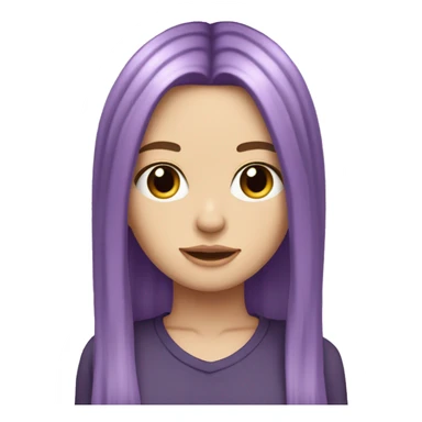 White Girl long purple hair middle part curtain bangs piercings sticker