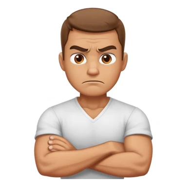 Angry guy with arms crossed holding neck  sticker