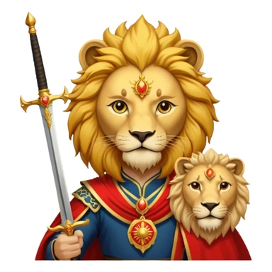 Emoji style pre 1979 Iran Sun and Lion, golden lion with sword, rising sun, flat bold colors sticker