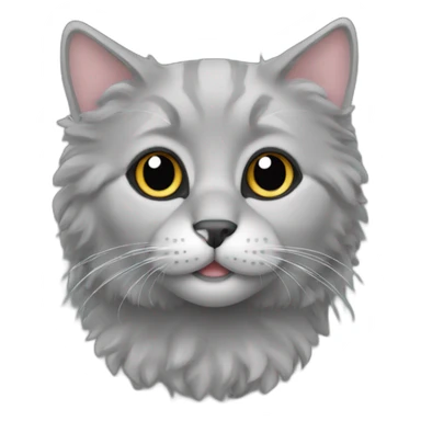 Grey curly cat black nose sticker