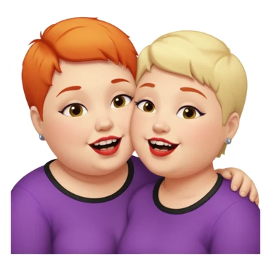 Chubby ugly lesbian kissing tall butch lesbian with huge teeth and short hair sticker