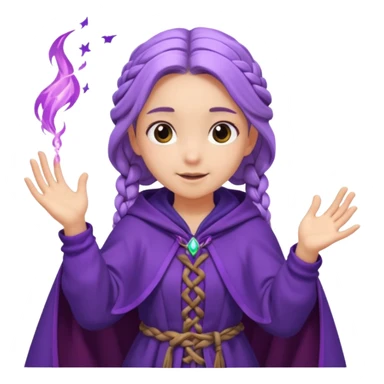 A playful mage girl with braids, purple cloak, and magic swirling around her hands.
 sticker