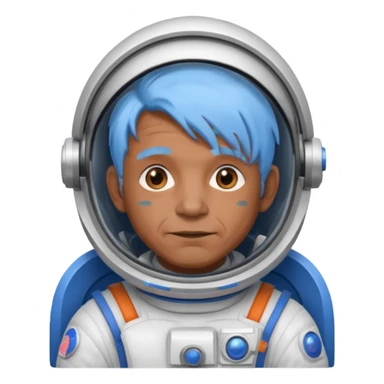old man, brown skin astronaut with blue hair sticker