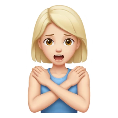 girl with her arms crossed holding her neck screaming sticker