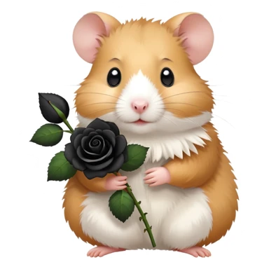 Hamster holding a black rose sticker