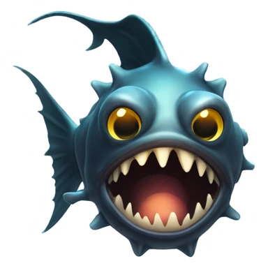 Anglerfish with glowing lure, sharp teeth, and big eyes. sticker