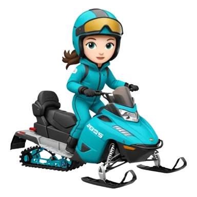 Can you create an emoji of a brunette girl on a teal polaris khaos 850 155 snowmobile doing a wheelie sticker